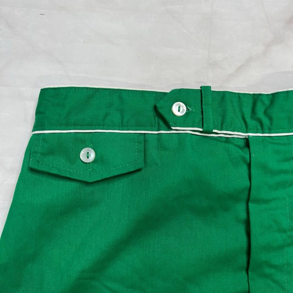 Vintage Mens Lined Green Shorts Swim Trunks Size M White Piping 70s - Picture 2 of 6